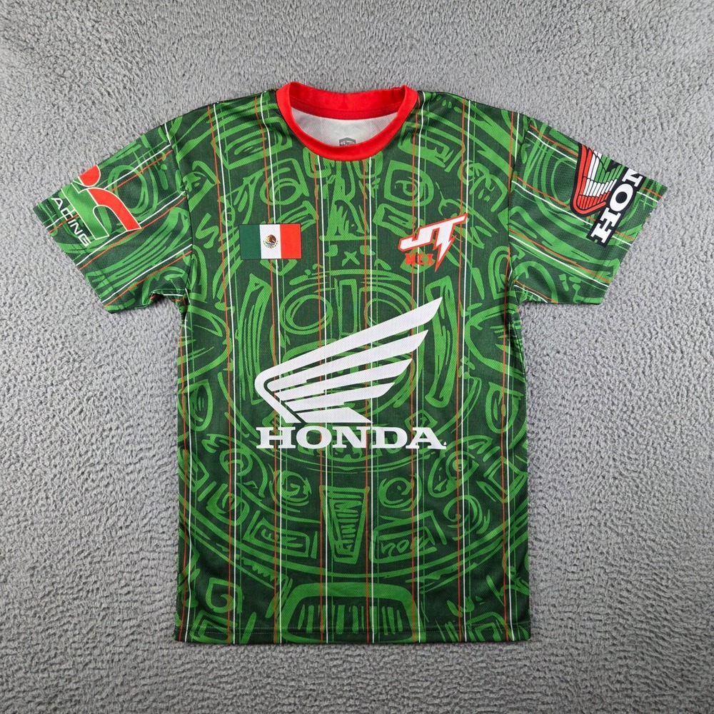 Honda JT Racing Jersey Mens Small Green Mexico Aztec Victory Podium 26 Shirt